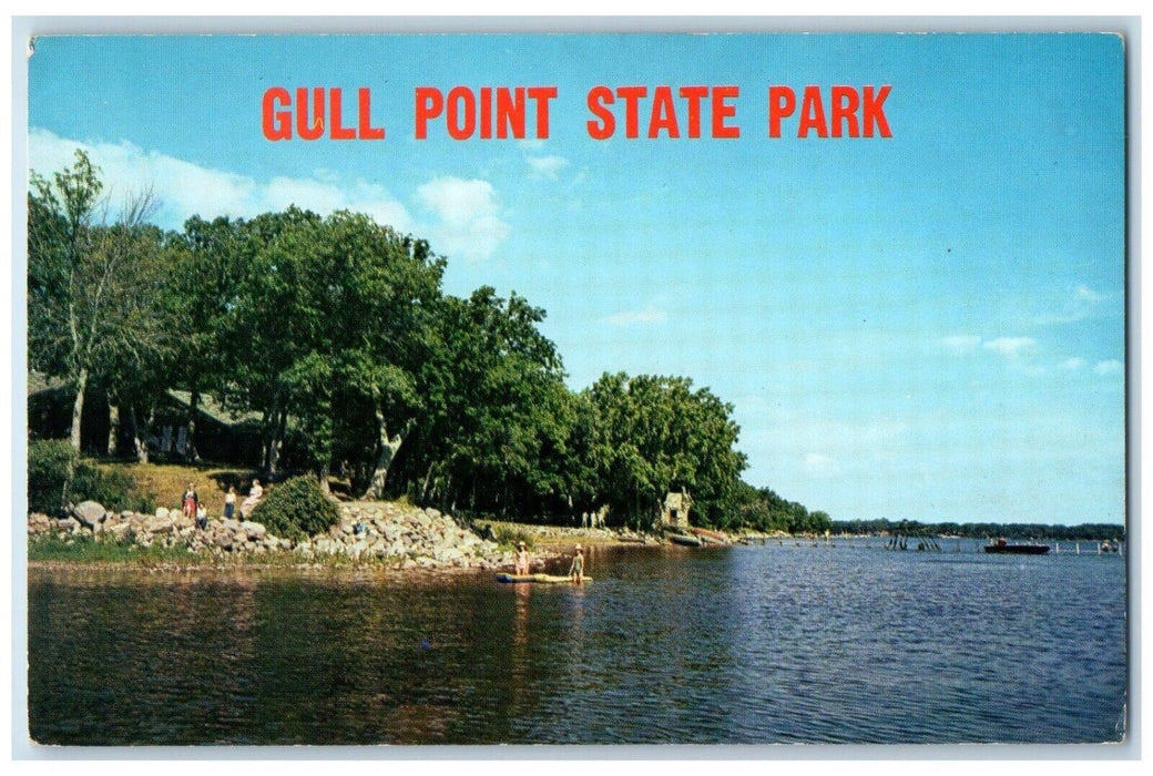 1960 Gull Point State Park Lake West Okoboji Lodge Iowa Vintage Antique Postcard