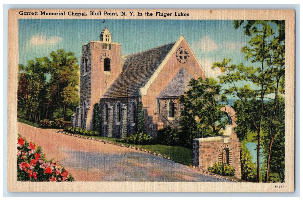c1940's Garrett Memorial Chapel Finger Lakes Bluff Point New York NY Postcard