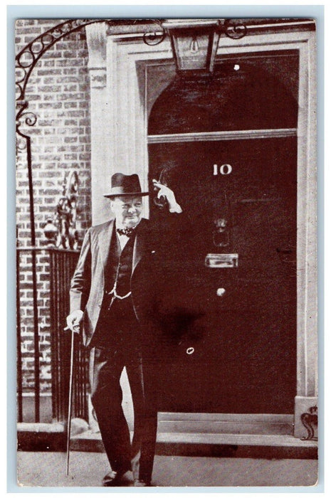 c1950 Former Prime Minister Winstone Churchill Downing Street London Postcard