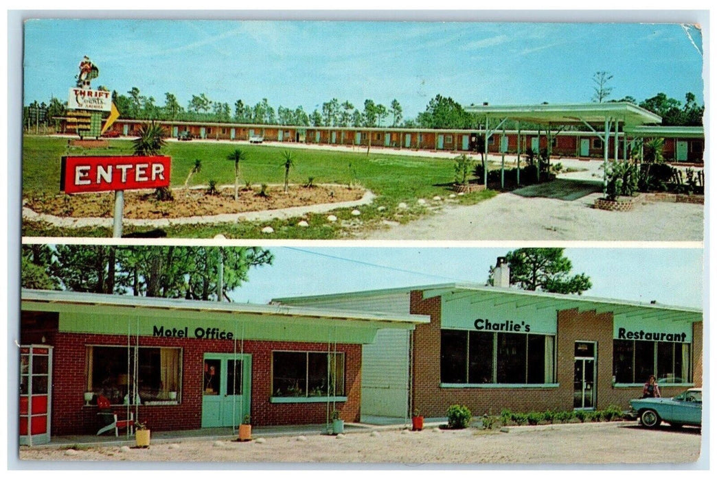 1965 Charlie's Restaurant & Motel Orange Park Florida FL Rocky Mount NC Postcard