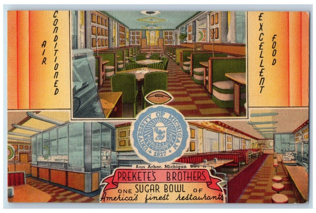 Prekete's Brothers Sugar Bowl Restaurant Ann Harbor MI, Multiview Postcard
