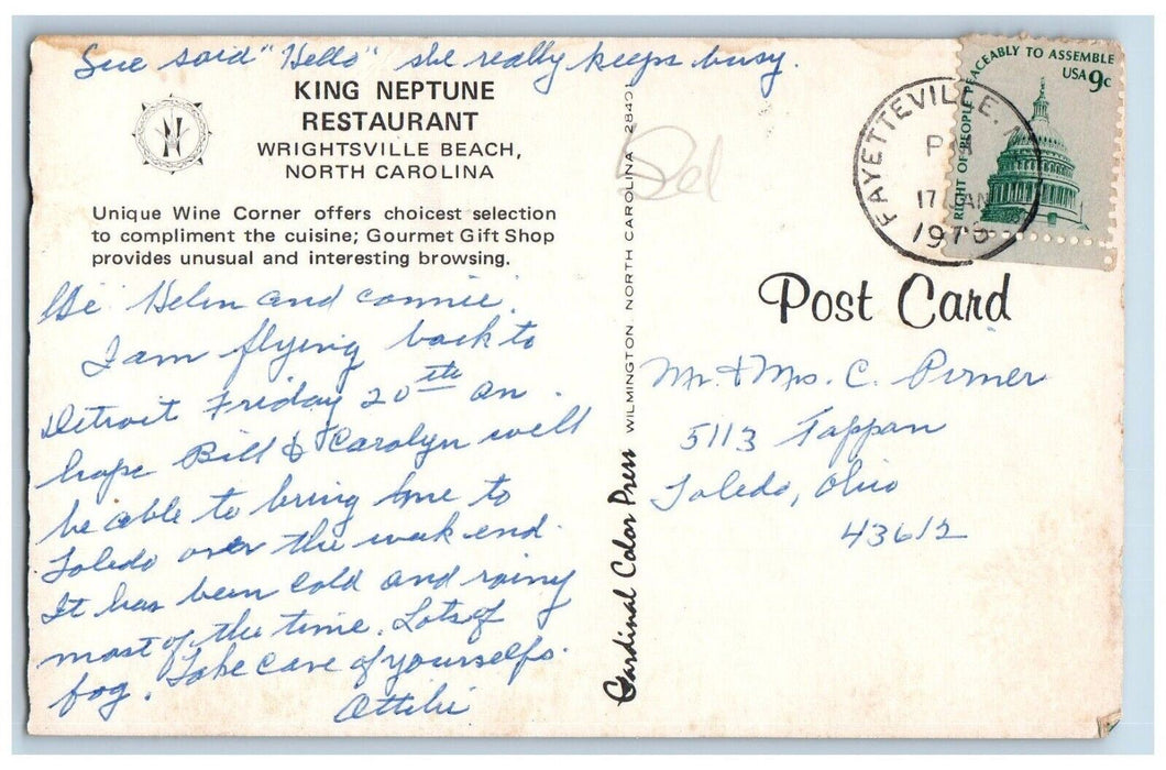 King Neptune Restaurant Wrightsville Beach Fayetteville NC, Dual View Postcard