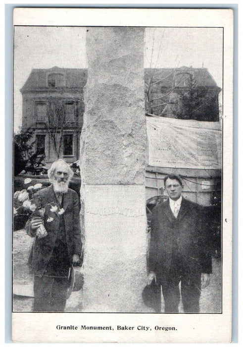 c1905 Granite Monument Sculpture Baker City Oregon Vintage Antique Postcard