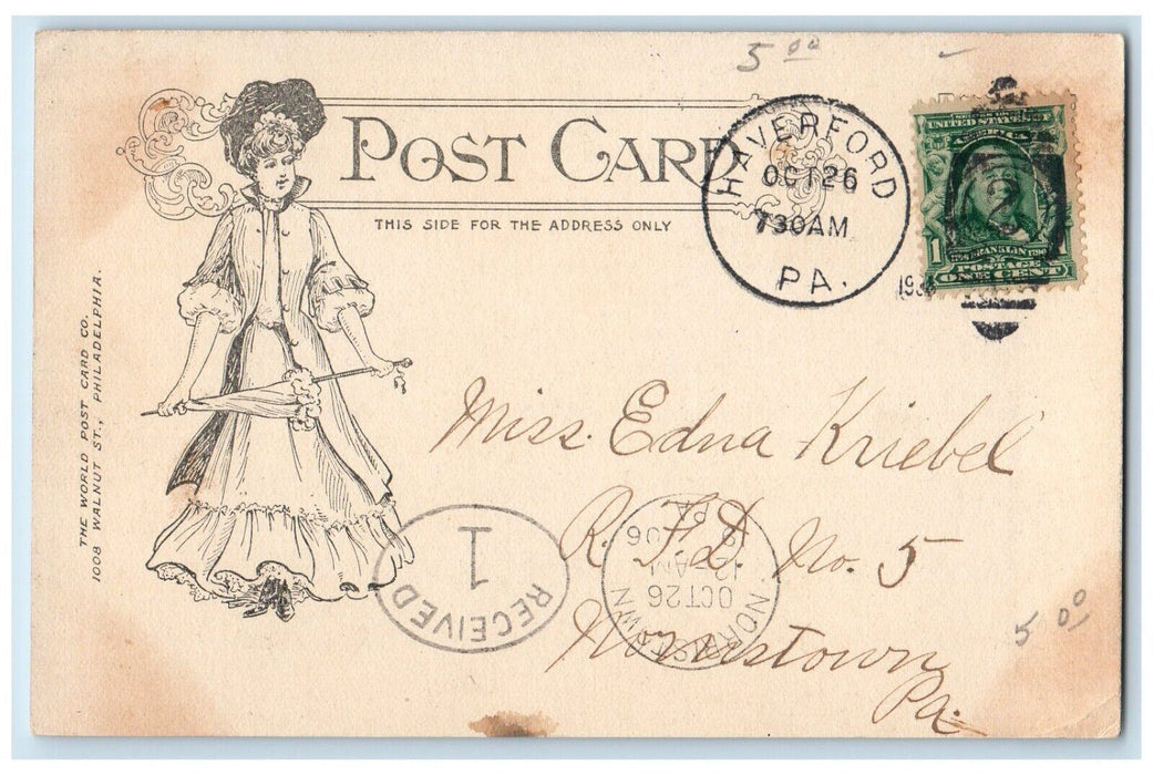 1906 Barglay Hall Haverford College Exterior Haverford Pennsylvania PA Postcard