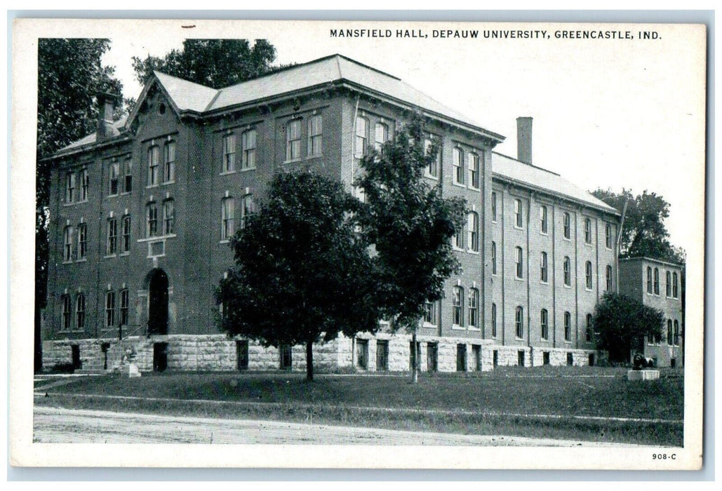 c1940 Mansfield Hall Depauw University Greencastle Indiana IN Vintage Postcard