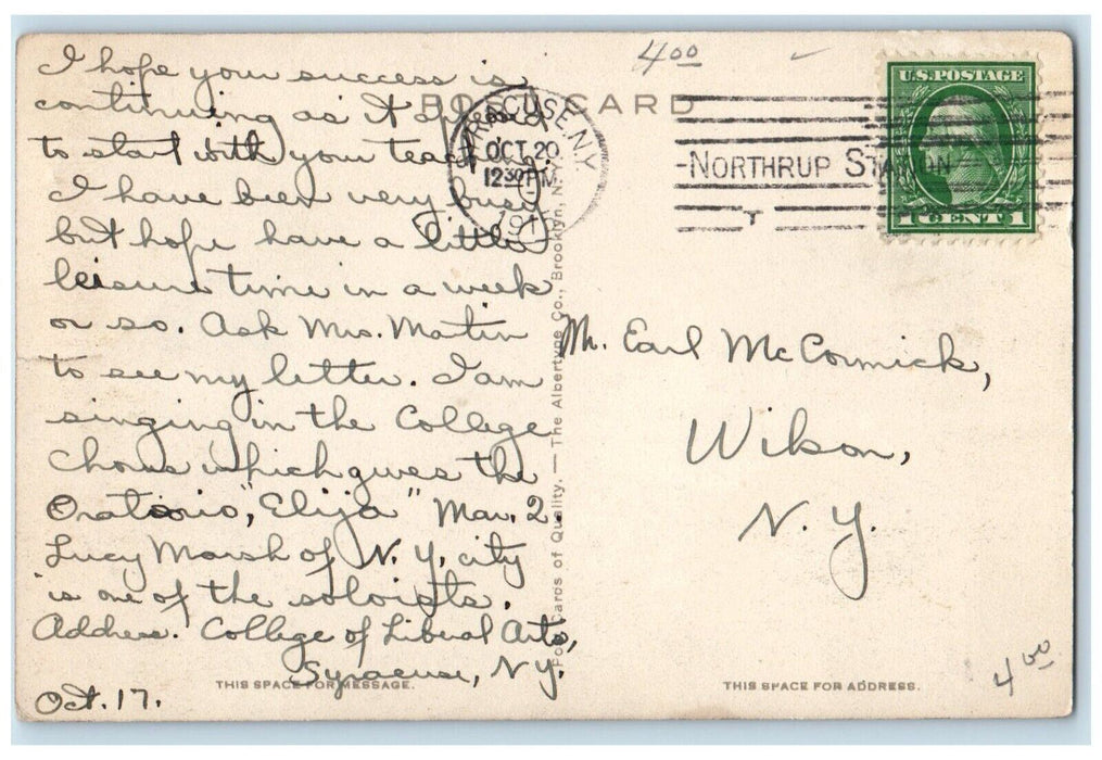 1915 Machinery Hall LC Smith College Science School Syracuse University Postcard