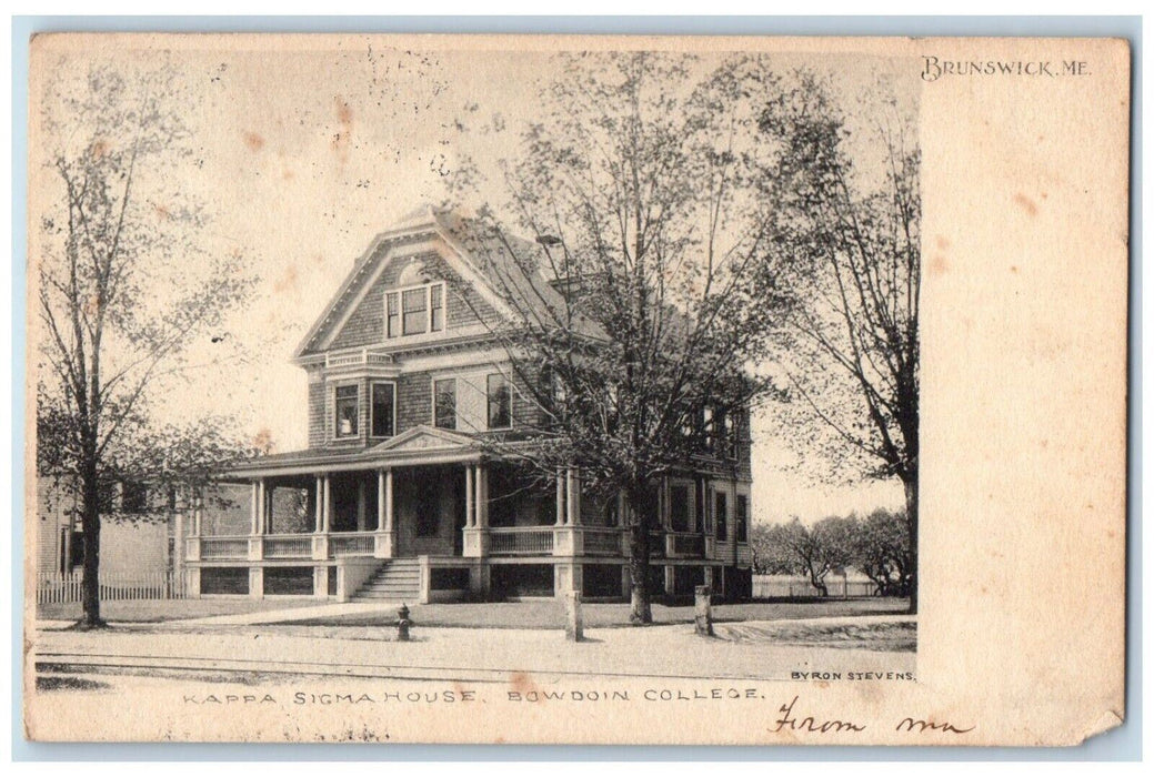 c1905 Kappa Sigma House Bowdoin College Exterior Street Brunswick Maine Postcard