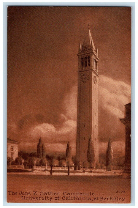 c1920 Jane K Sather Campanile University Exterior Berkeley California Postcard