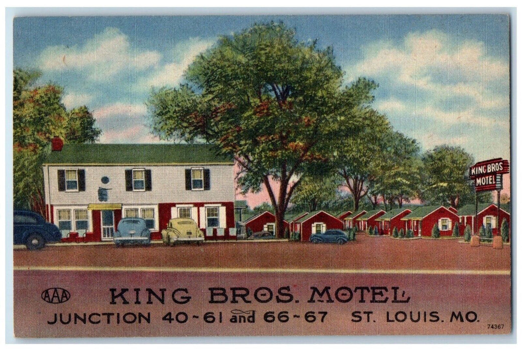 c1940's King Bros Motel Cars Roadside St. Louis Missouri MO Vintage Postcard