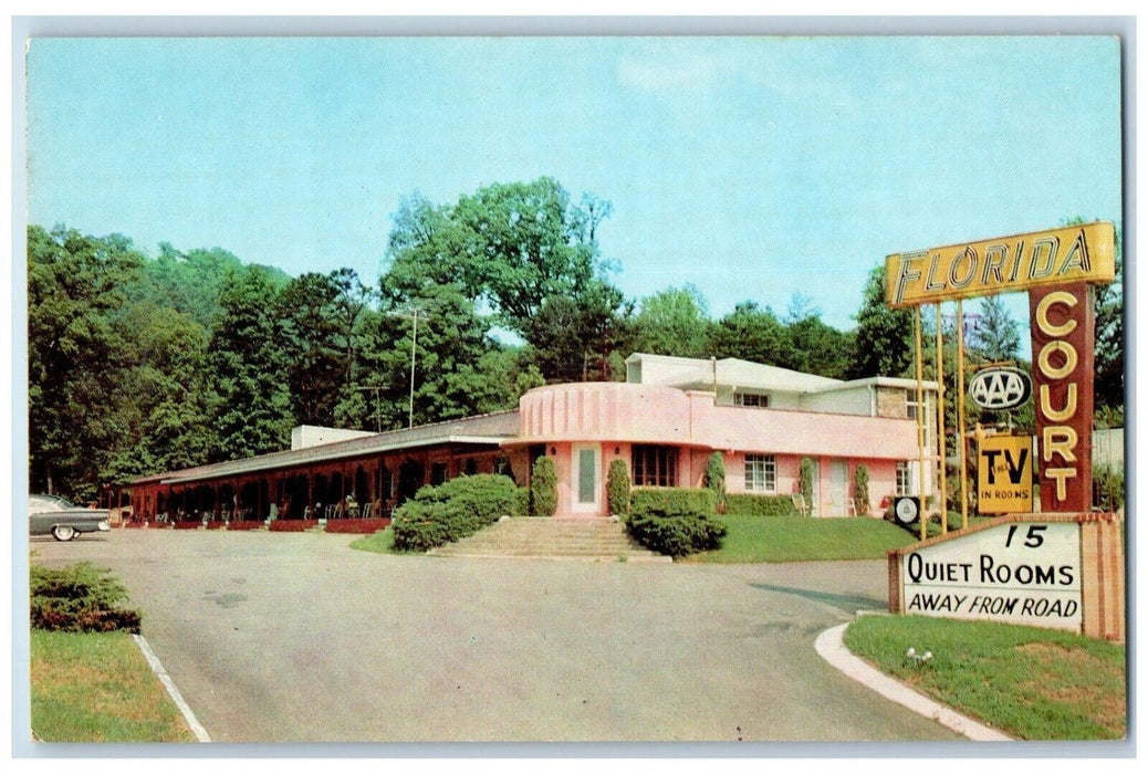 c1960's Florida Court Motel Roadside Asheville North Carolina NC Postcard