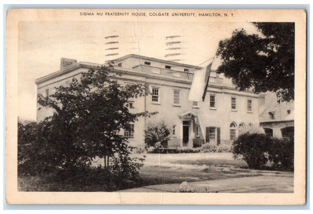 1949 Sigma Nu Fraternity House Colgate University Hamilton New York NY Postcard