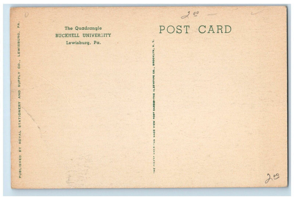 c1940 Quadrangle Bucknell University Exterior Lewisburg Pennsylvania PA Postcard