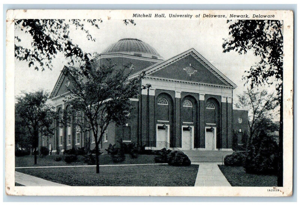 c1940 Mitchell Hall University Delaware Exterior Path Newark Delaware Postcard