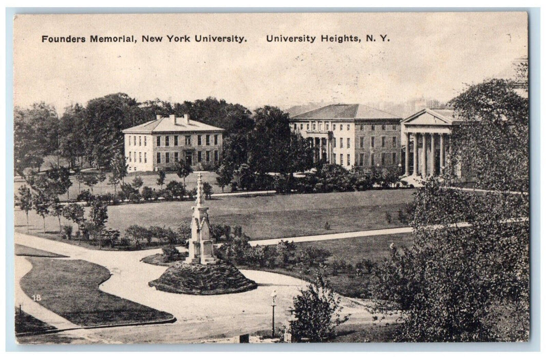 1927 Founders Memorial New York University Exterior Heights New York NY Postcard