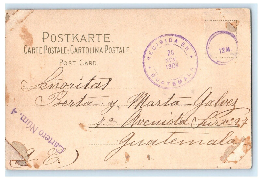 1904 Guatemala Letter Flowers Posted Antique Postcard