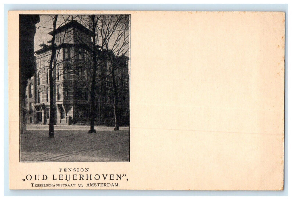 c1905 Pension Oud Leijerhoven Amsterdam Hotel Netherlands Unposted Postcard