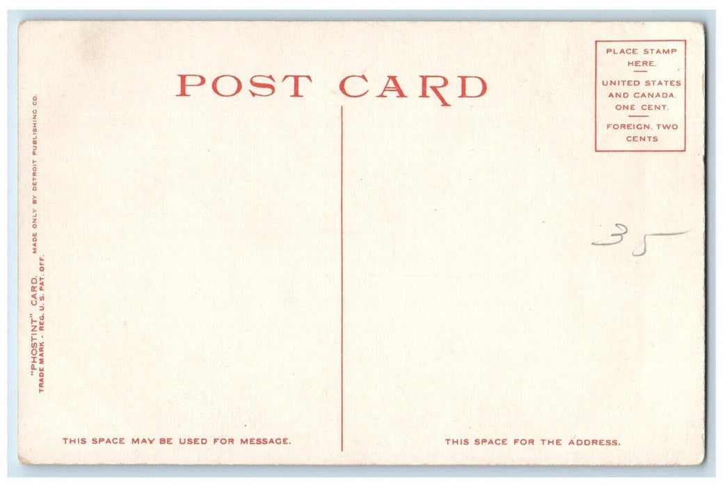 c1910 Adirondack Mountain Stream Lake River Canoe Paddle Boat New York Postcard