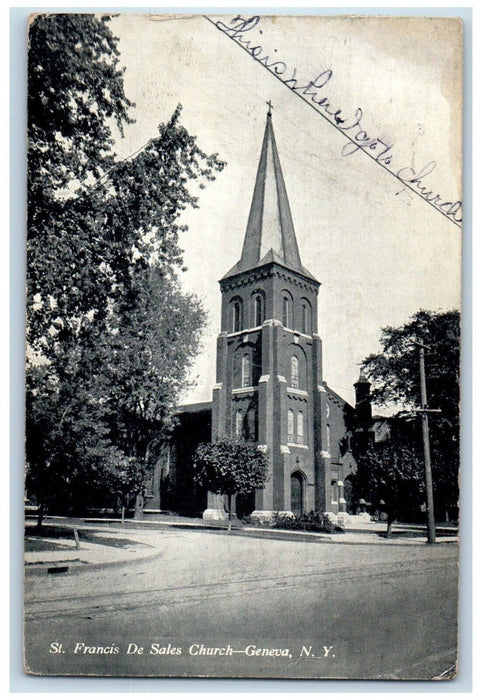1911 St. Francis De Sales Church Chapel Street Exterior Geneva New York Postcard