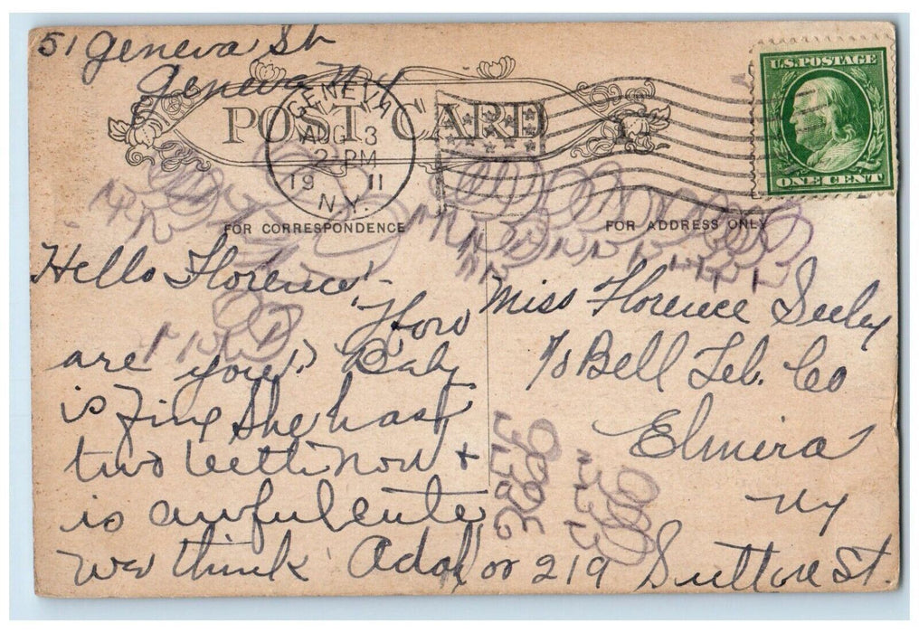 1911 St. Francis De Sales Church Chapel Street Exterior Geneva New York Postcard