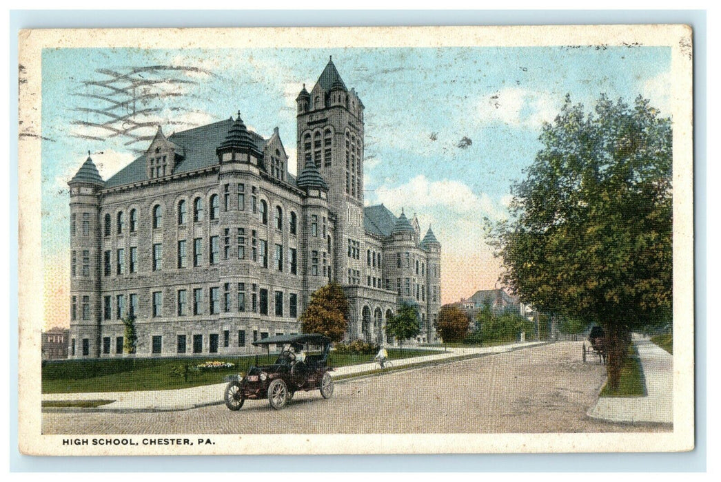 1914 High School Building at Chester Pennsylvania PA Antique Postcard