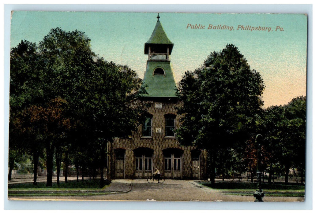 1913 Public Building, Philipsburg Pennsylvania PA Posted Antique Postcard