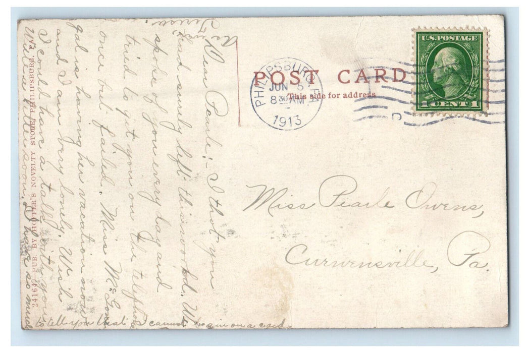 1913 Public Building, Philipsburg Pennsylvania PA Posted Antique Postcard