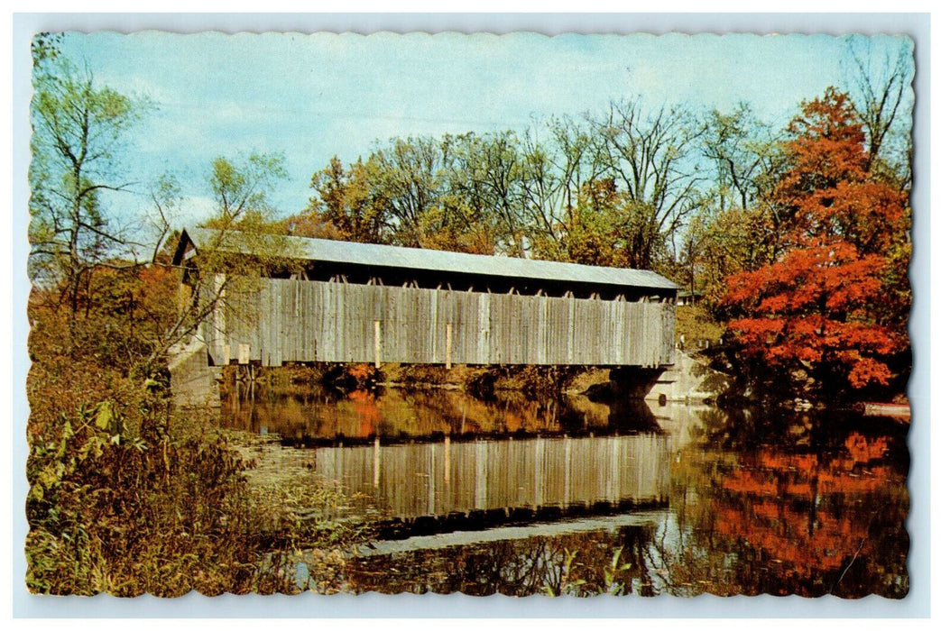 1966 Fallasburg Covered Bridge Posted Lowell Michigan MI Posted Postcard