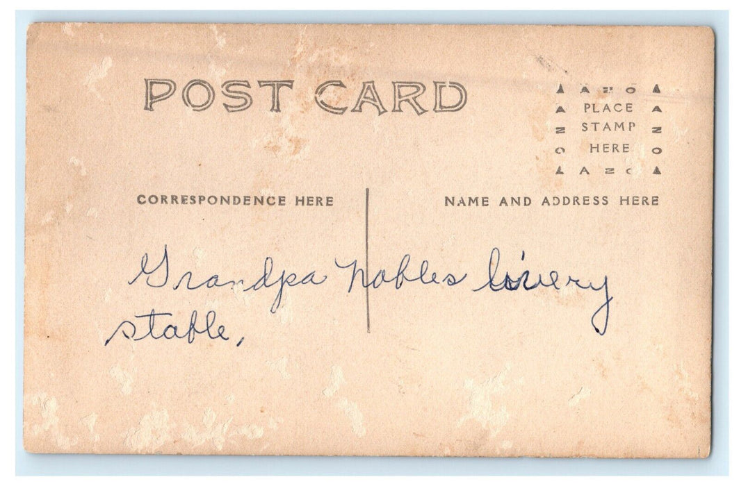 c1910 Grandpa Nobles Livery Feed Stable Horse Randolph Buggy RPPC Photo Postcard
