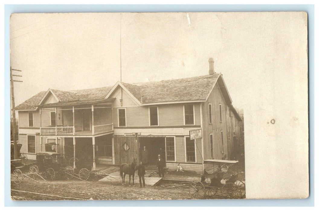 c1910 Grandpa Nobles Livery Feed Stable Horse Randolph Buggy RPPC Photo Postcard