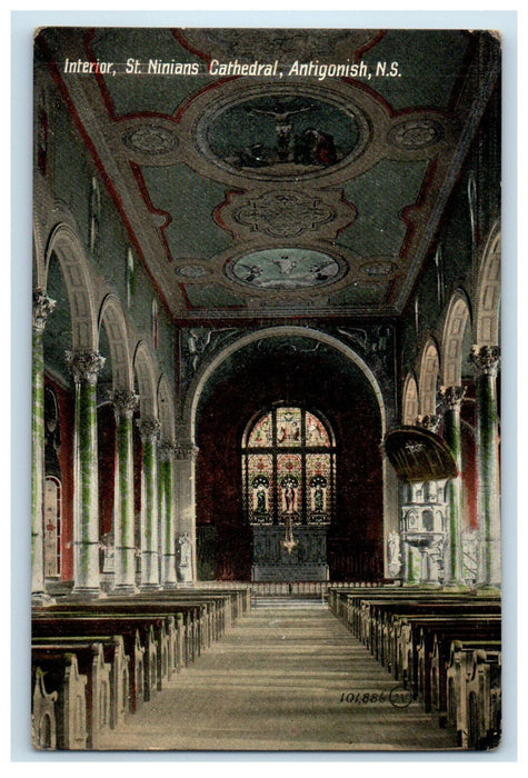 c1905 Interior St. Ninians Cathedral Antigonish Nova Scotia Canada CA Postcard