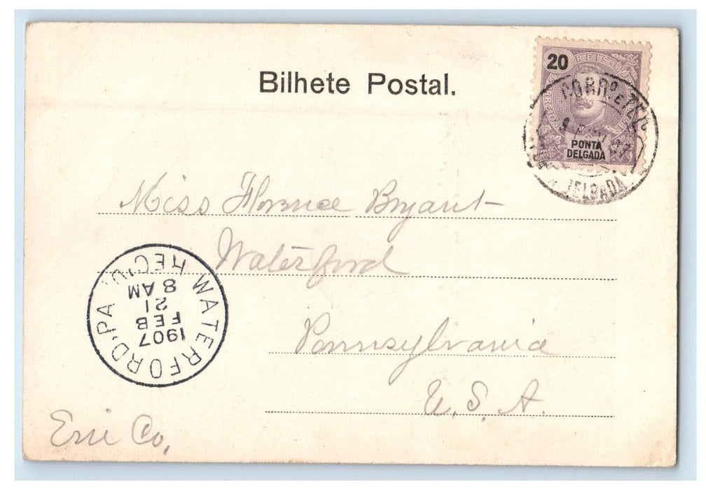 1907 Interior of the Main Church of Ponta Delgada Waterford PA Postcard