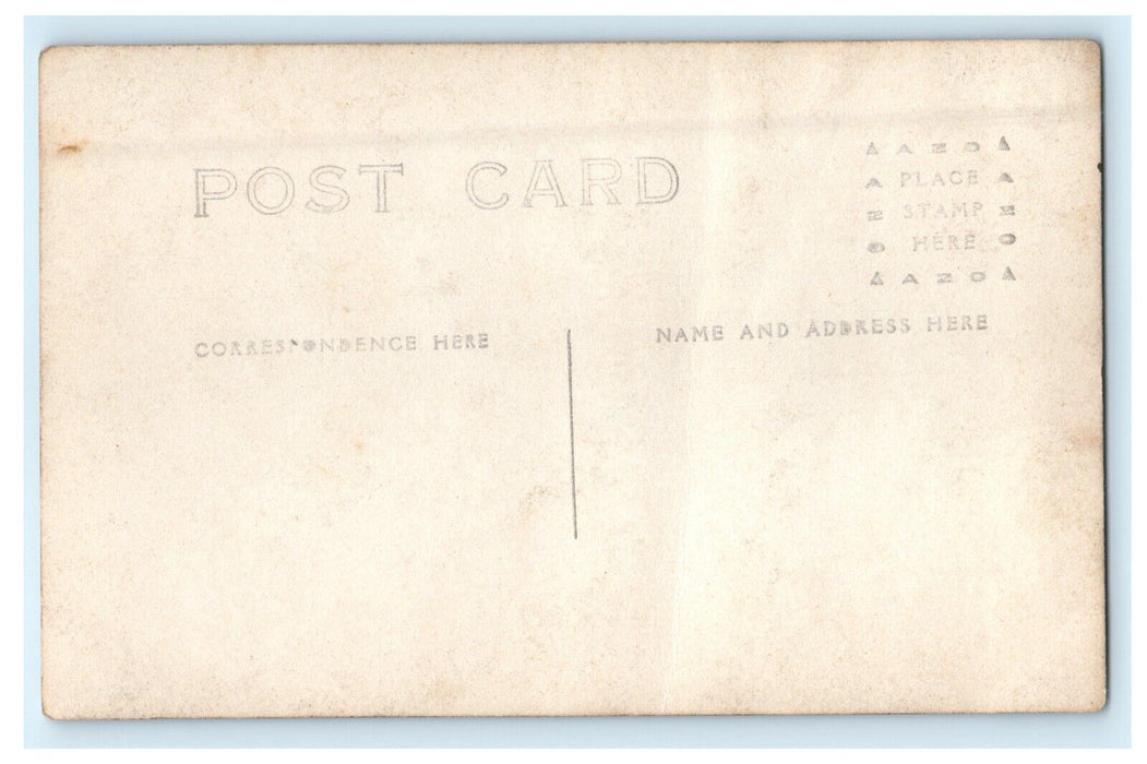 c1910 Man in Suit Horse Stables Farm Wood Fence Barn RPPC Photo Postcard
