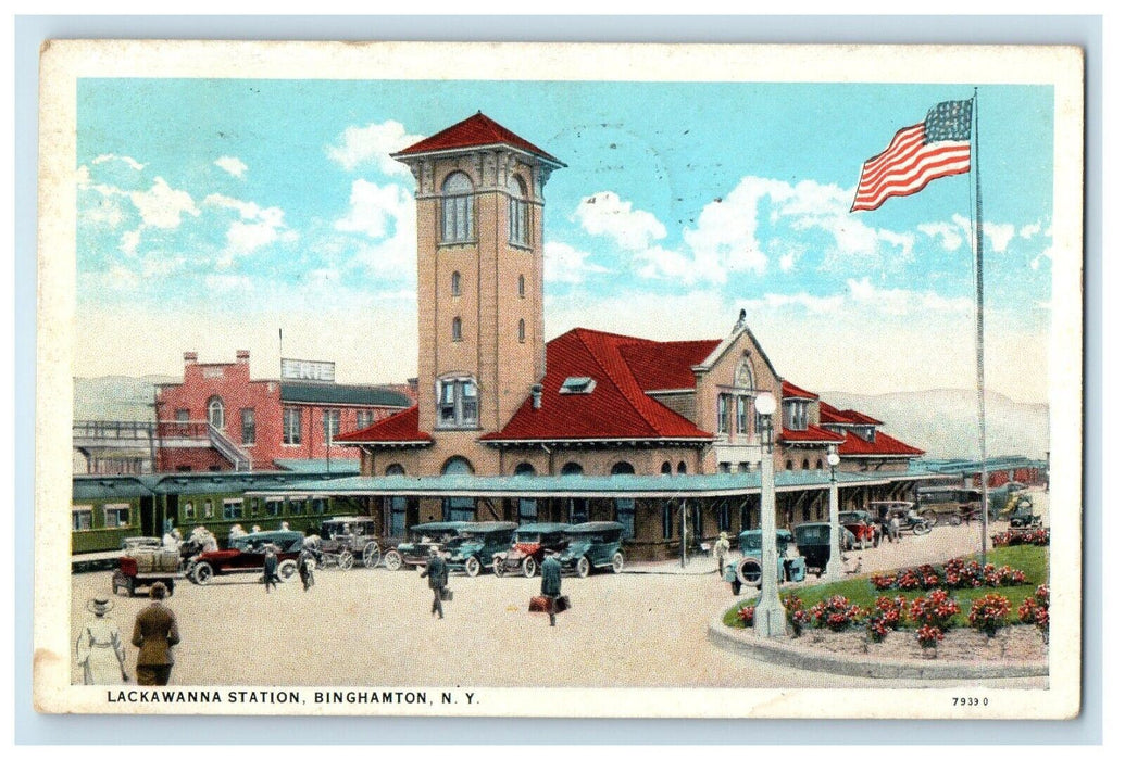 1933 Lackawanna Railroad Station Depot Binghamton New York NY Posted Postcard