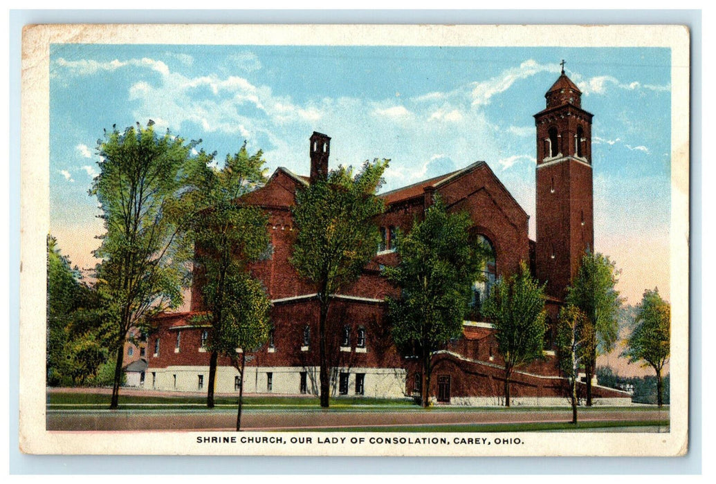 c1920s Shrine Church Our Lady of Consolation Carey Ohio OH Hermann Postcard