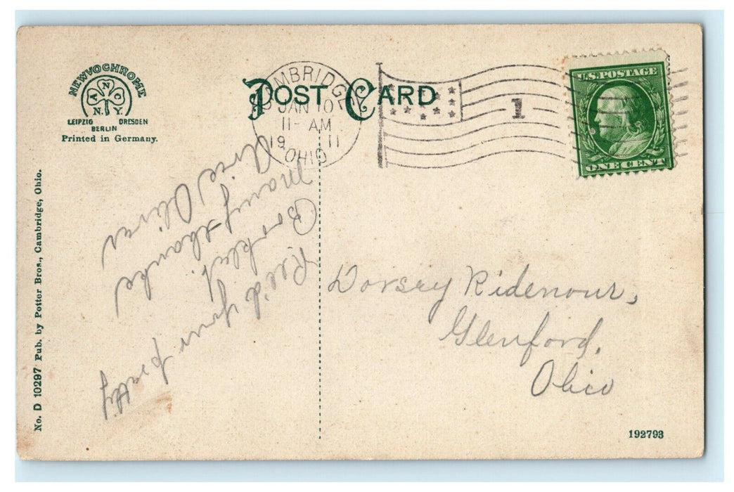 1911 Panorama of Business Section, Cambridge Ohio OH Postcard