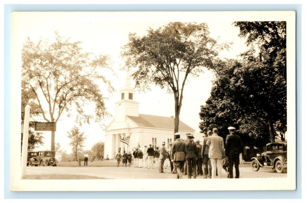 c1930's Military Parade Church Anne Cadet Band  Boxford MA RPPC Photo Postcard