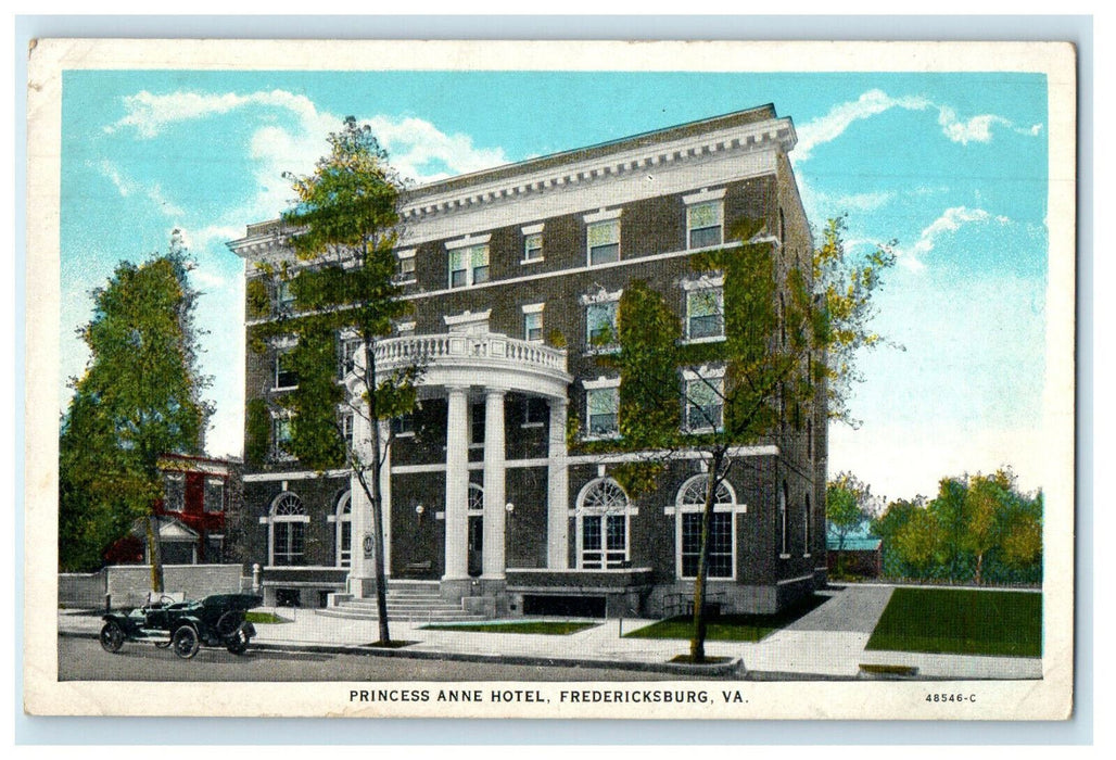 c1920s Princess Anne Hotel, Fredericksburg Virginia VA Unposted Postcard