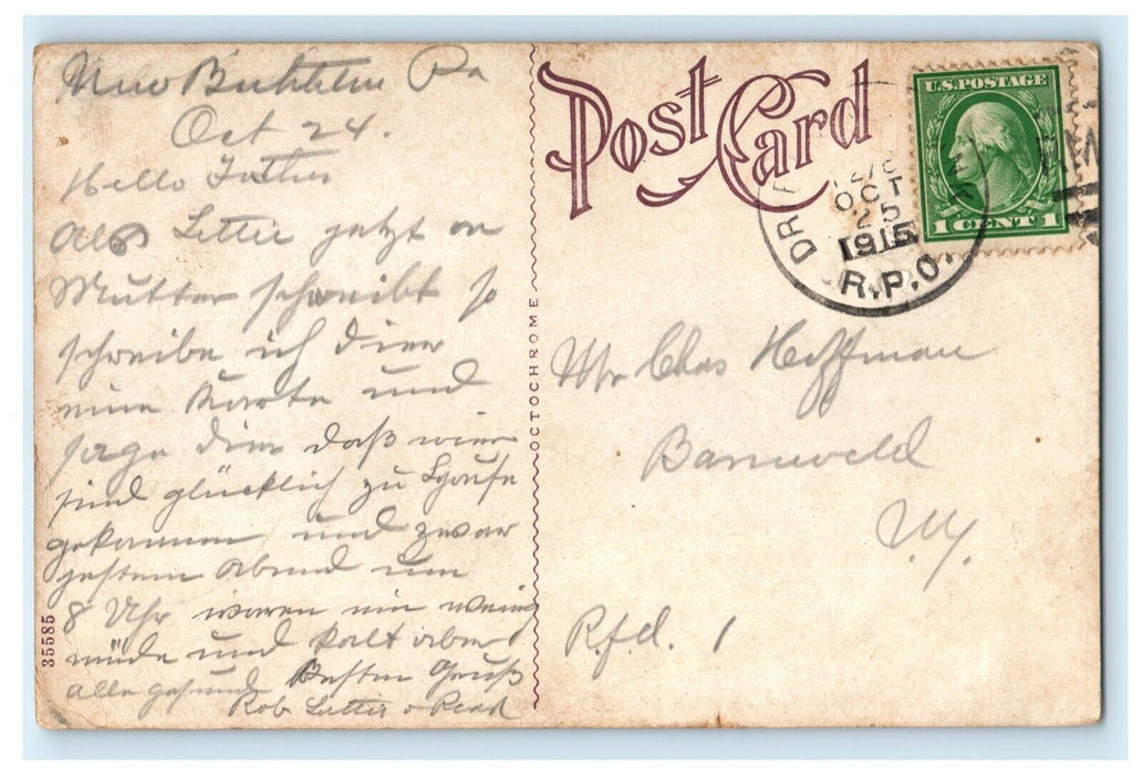 1915 Scene Near Big Flats New York Sheep Horses RPO Postcard