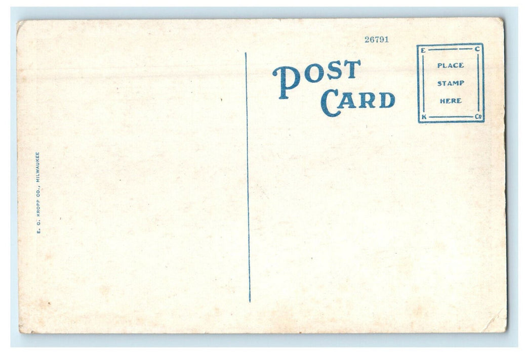 c1920s Flag Standing on Top of Post Office Evanston Illinois IL Postcard