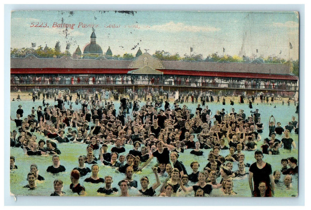 1911 Bathing Pavilion, Cedar Point, Ohio OH Antique Posted Postcard