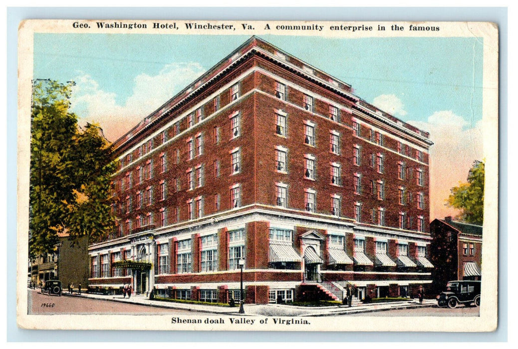 1931 George Washington Hotel Winchester Virginia VA Unposted Postcard