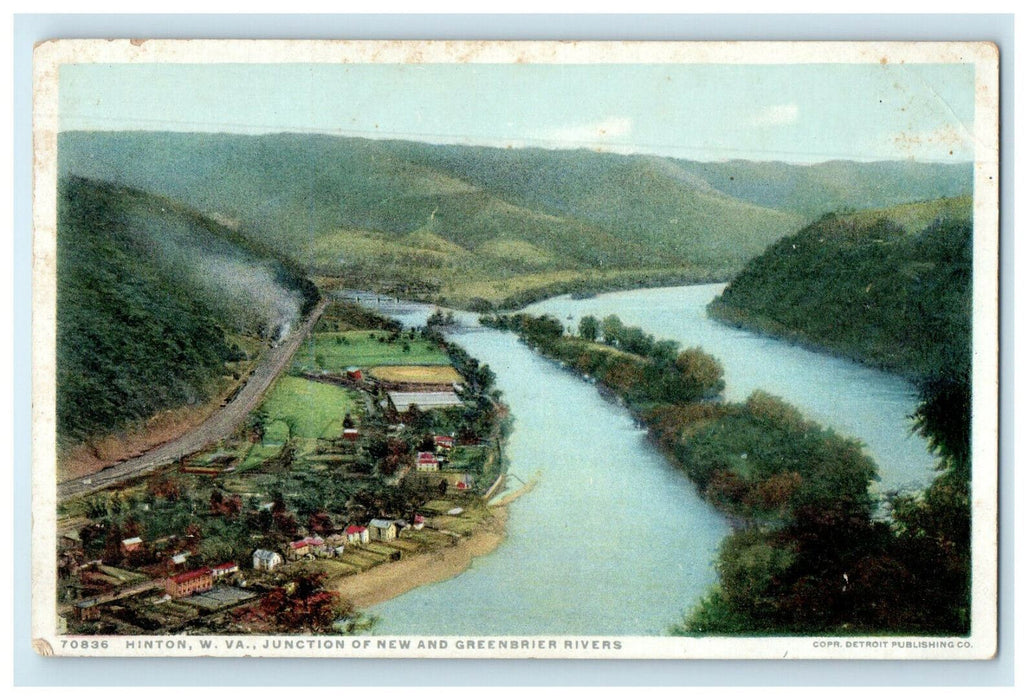 c1910s Junction of New and Greebrier Rivers West Virginia WV Phostint Postcard