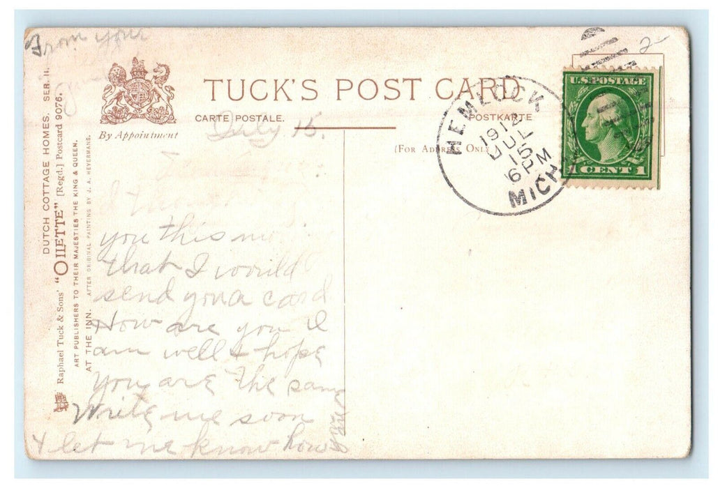 1912 Dutch Cottage Homes Inn Hemlock Michigan MI Oilette Tuck's Postcard