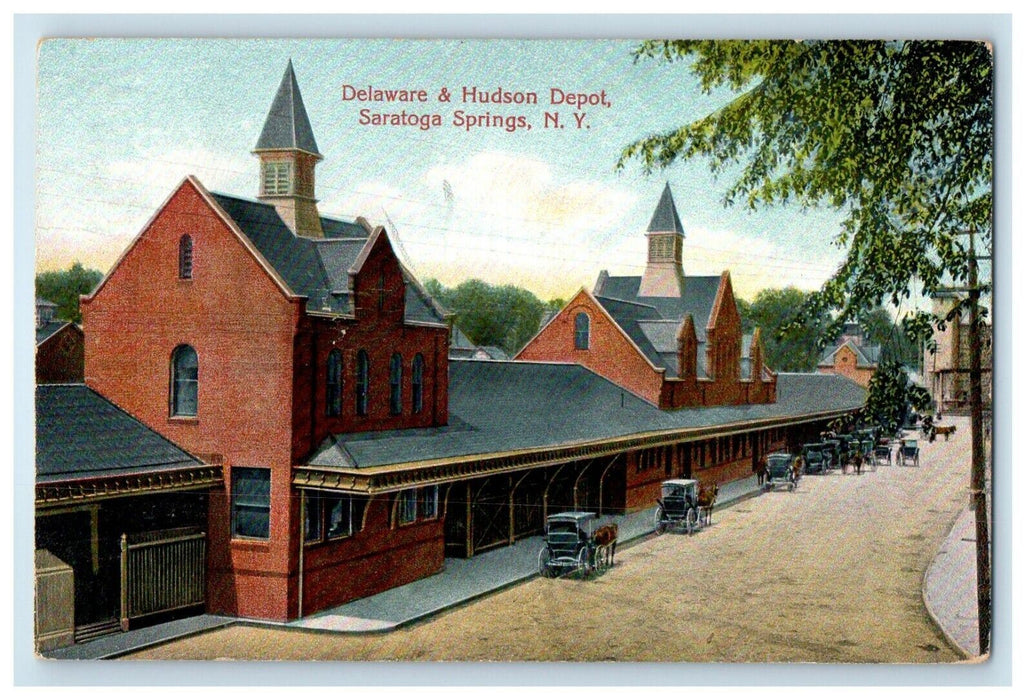 c1910's Delaware & Hudson Depot Station Saratoga Springs NY Antique Postcard