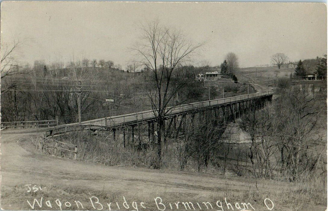 c1910 Wagon Bridge Birmingham Ohio OH J51 RPPC Photo Unposted Postcard