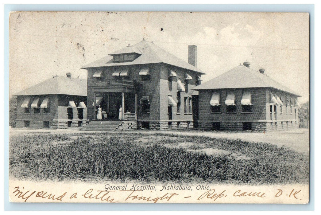 1907 Scene in General Hospital Ashtabula Ohio OH Posted Antique Postcard