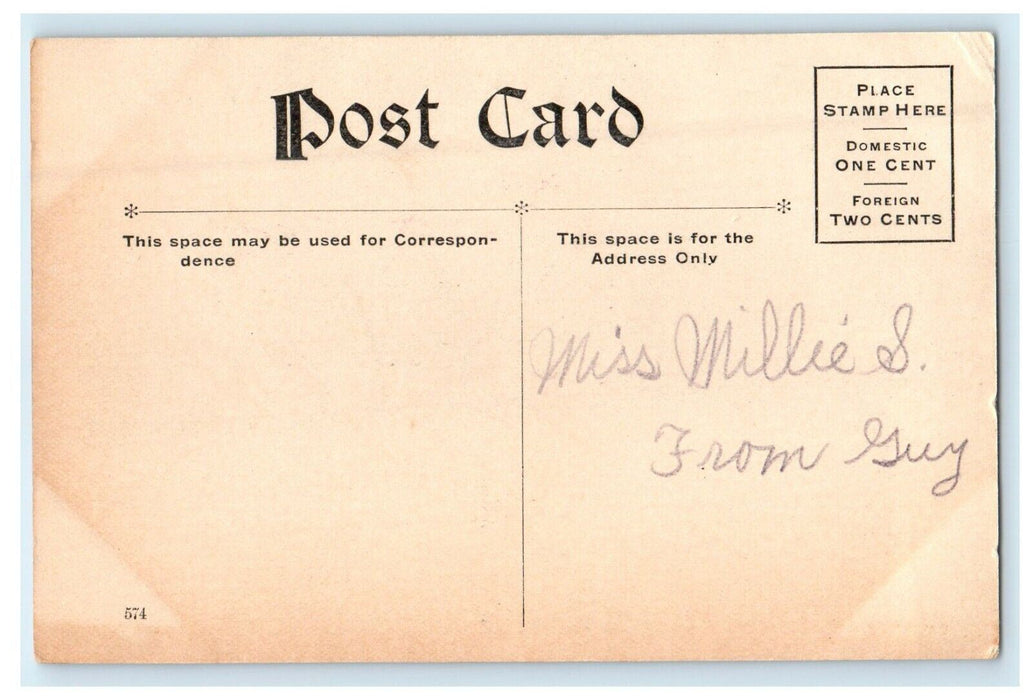 c1910's Pennsylvania College Girls Pennant Antique Car Hats Antique Postcard