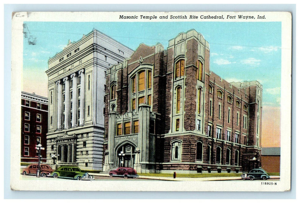 c1920s Masonic Temple and Scottish Rite Cathedral Fort Wayne Indiana IN Postcard