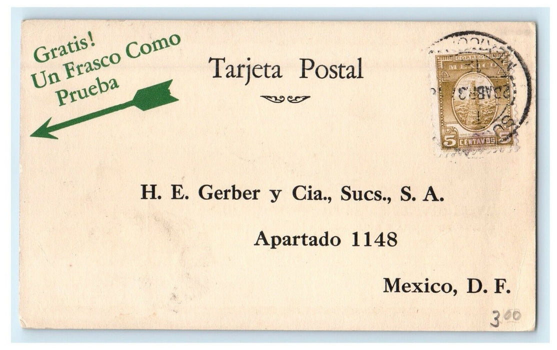 1937 Neuro Fosfato Eskay Advertising Mexico Doctor Medical Drink Posted Postcard