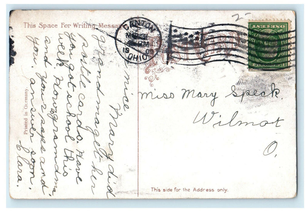 1909 Fountain Water Works Park, Canton Ohio OH Antique Posted Postcard
